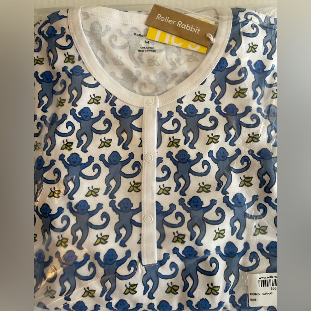 Roller Rabbit Blue Monkey Pajamas NWT